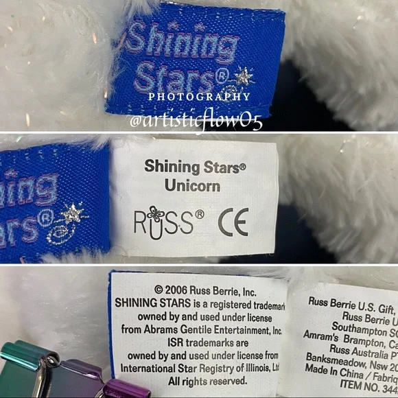 NEW! RARE! SEALED! 2006 Russ Shining Stars White And Pink Plush Unicorn - Picture 7 of 10